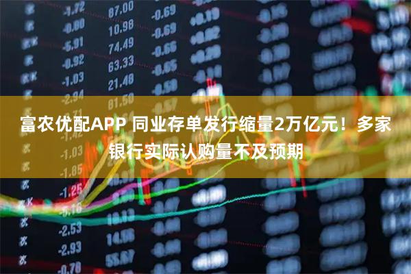 富农优配APP 同业存单发行缩量2万亿元！多家银行实际认购量不及预期